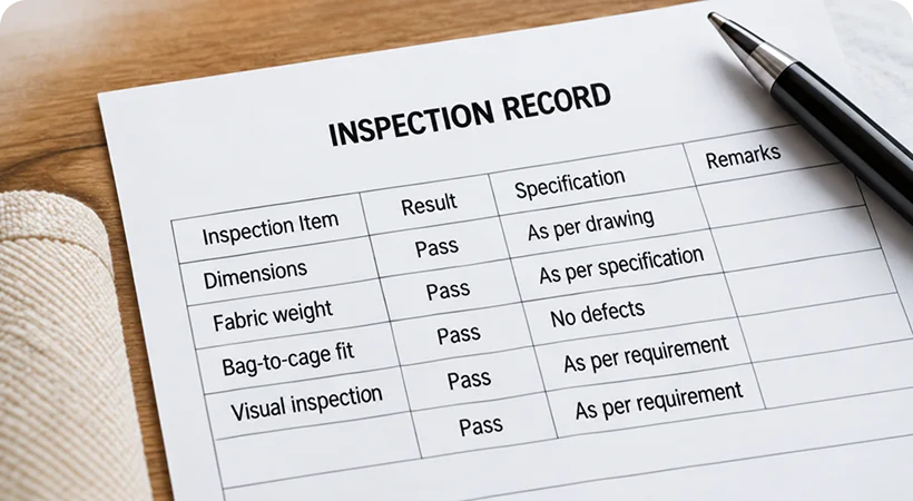 Sample inspection record